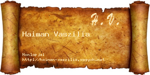 Haiman Vaszilia névjegykártya